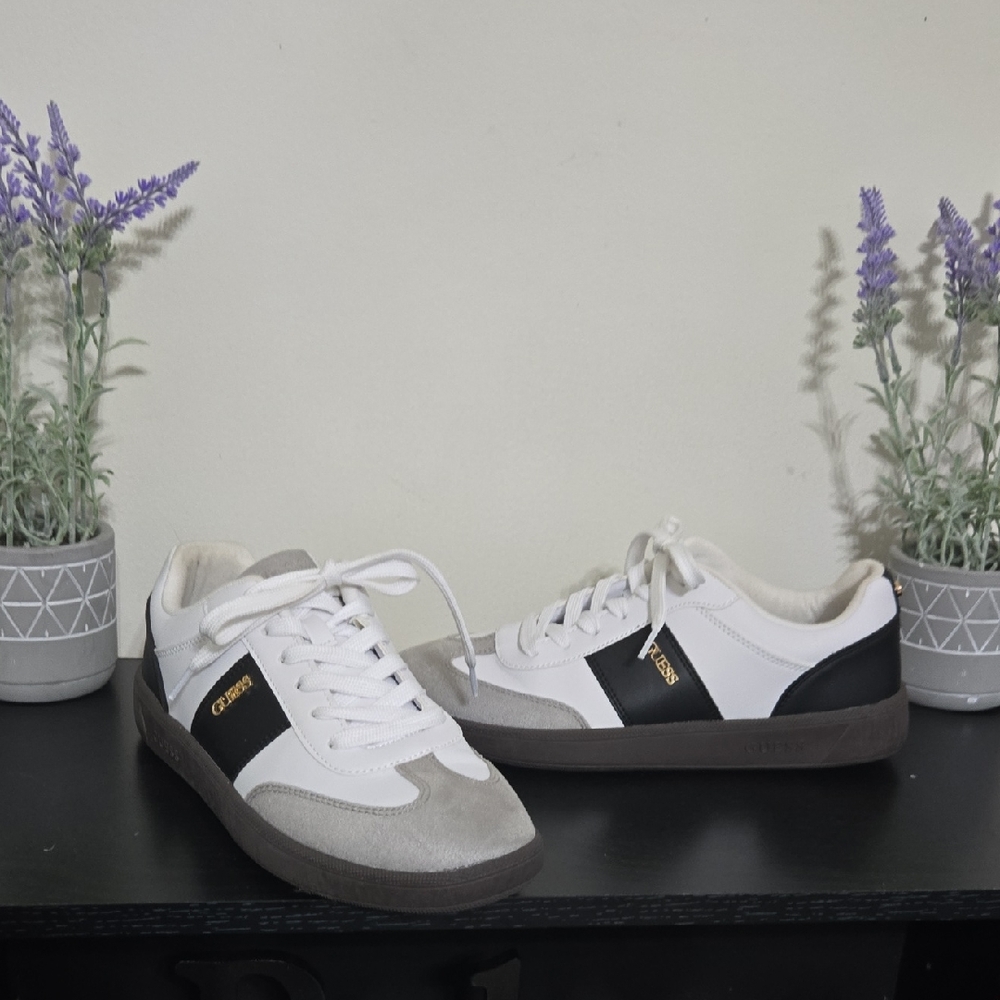 Guess Women's White, Black, and Gray Sneakers. Free Shipping